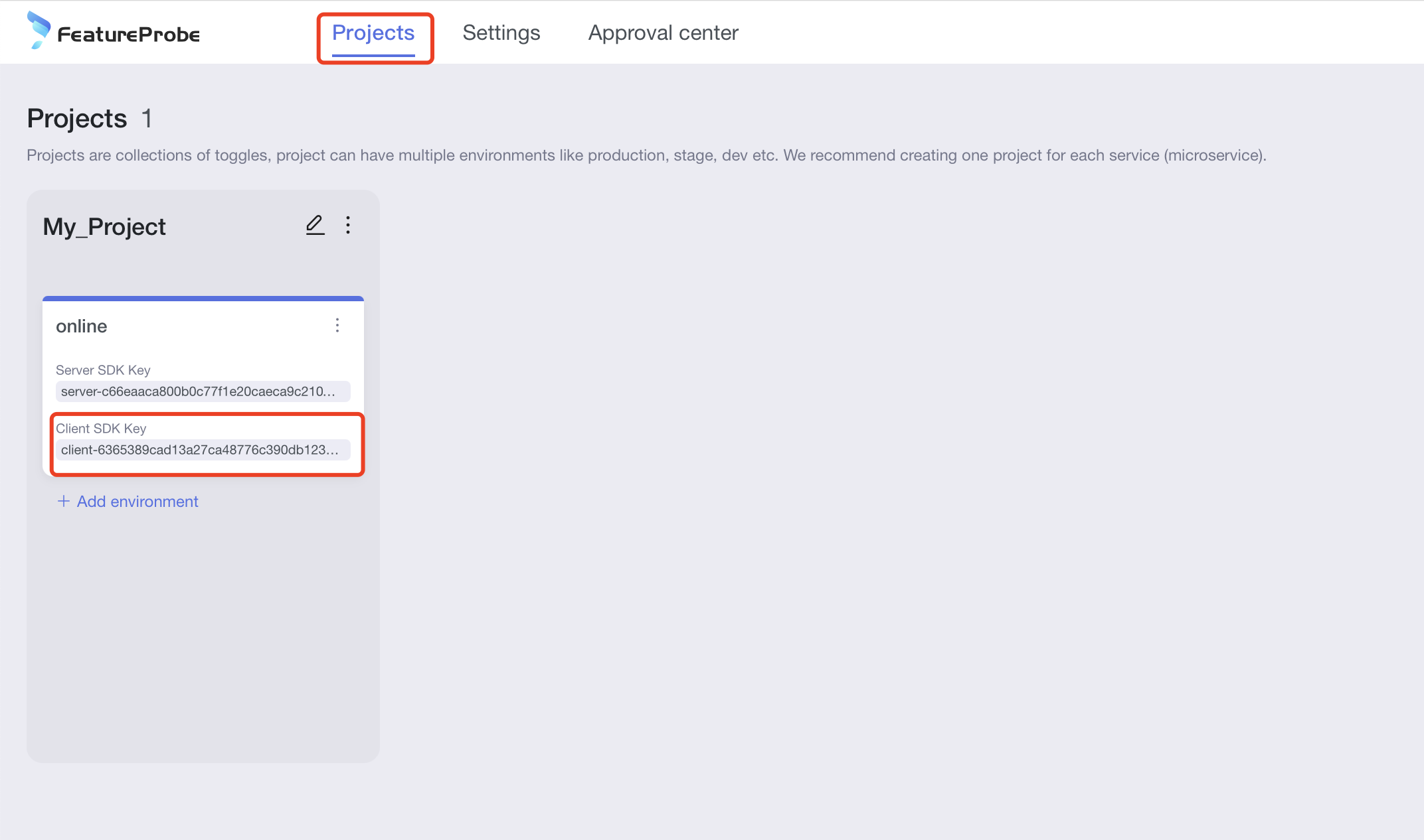 client sdk key